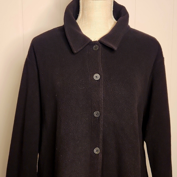 L.L.BEAN black polartek button-down fleece shacket Jacket - Picture 2 of 8